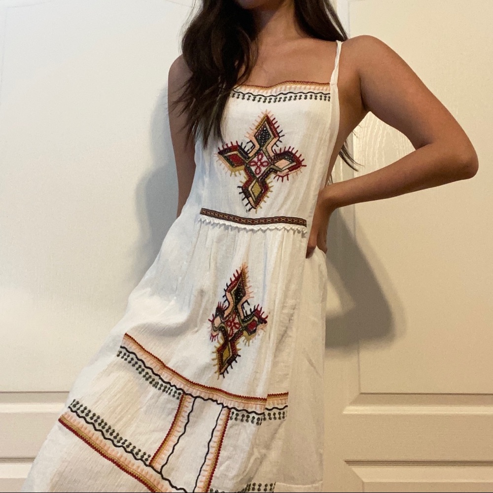 Zara Linen Bohemian Style Midi Dress